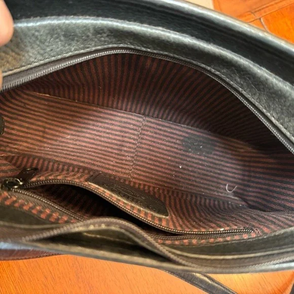 Brighton Emma Embossed Croc Pebbled Leather Shoulder Bag Adjustable Strap Black - Picture 9 of 15